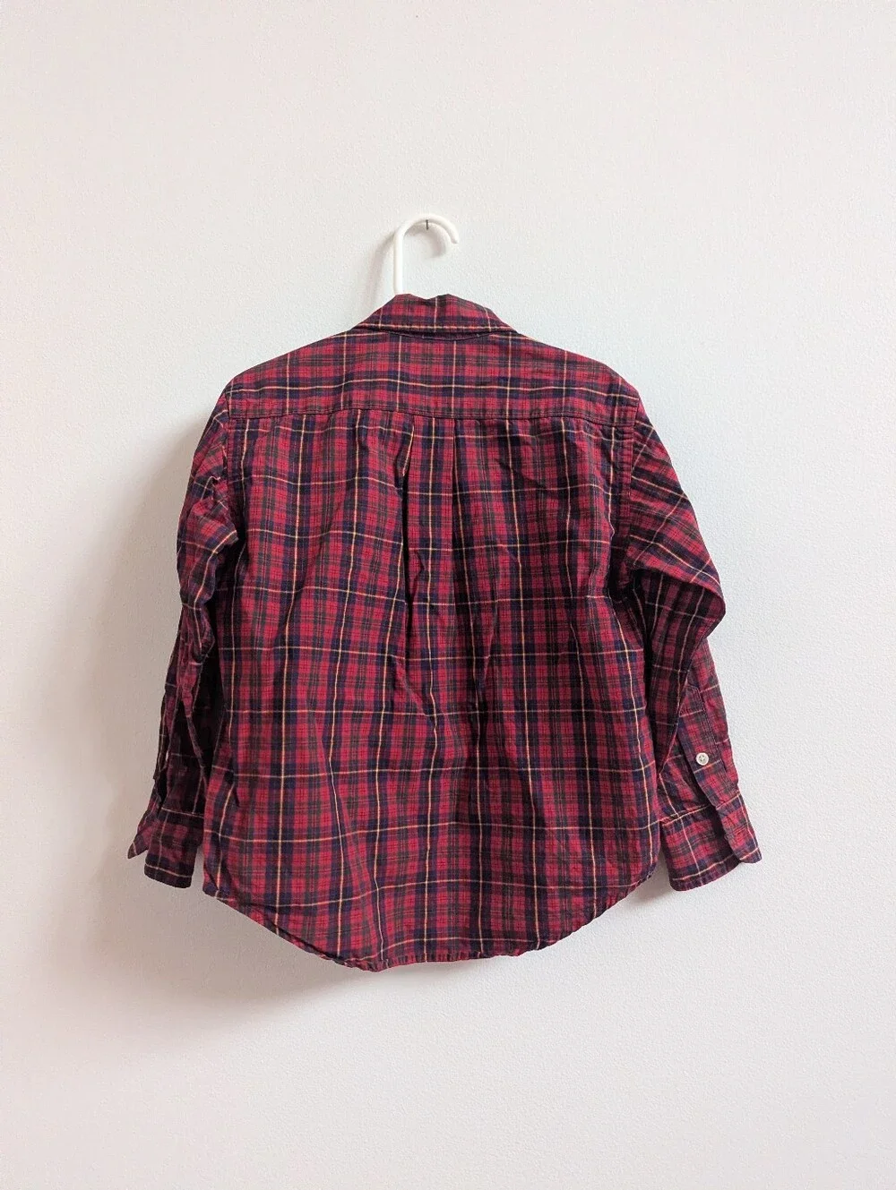 Vtg Ralph Lauren 5 Boys Button Down Shirt Long Sleeve Red Plaid Preppy